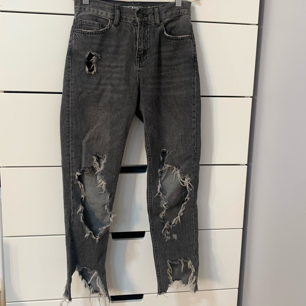 Grey ripped/distressed boyfriend jeans